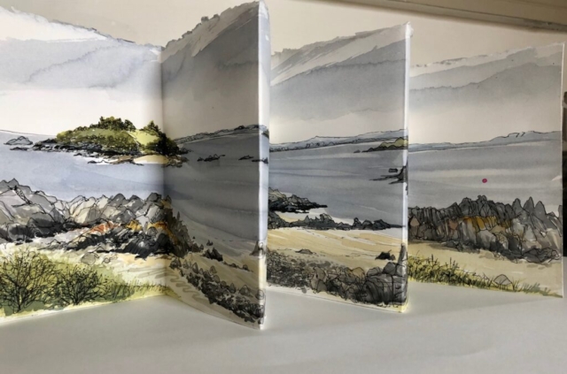 Carrick Concertina sketchbook 18 x 12.5 folded SOLD