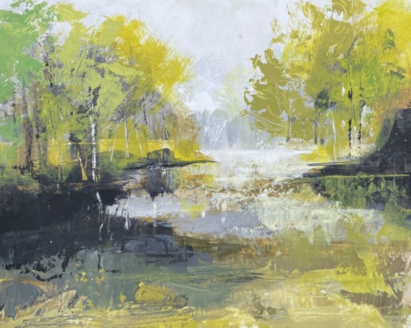 Spring greens, m/m on board, 30cm x 25cm, SOLD